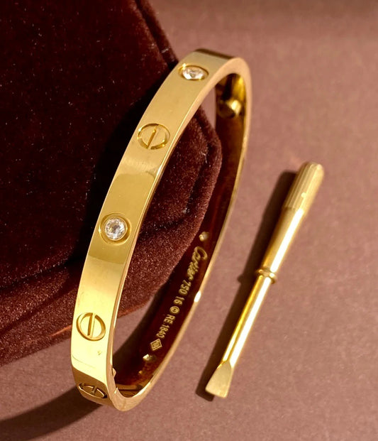 Screw Love Bangle with Stones