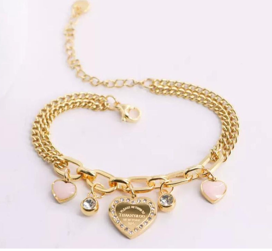 T&Co. Pink Hearts Bracelet