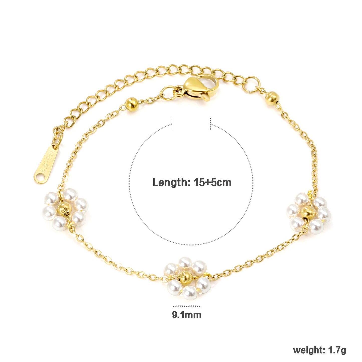 Daisy Flower Beaded Bracelet