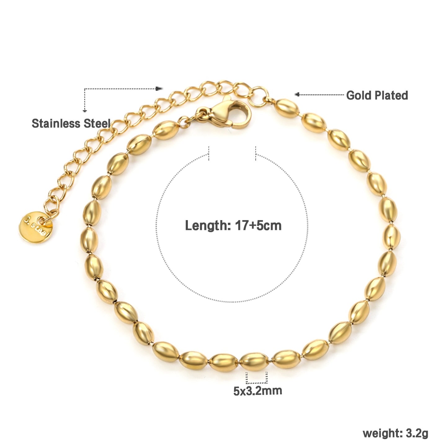 Rice Bead Gold Bracelet