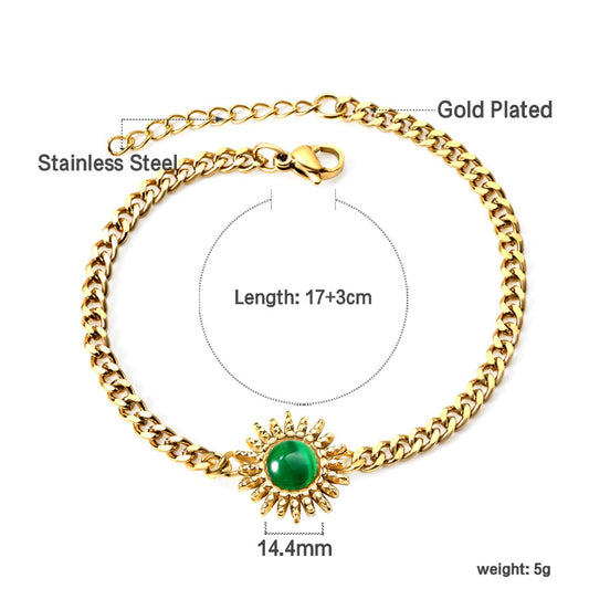 Emerald Drop Cut Chain Bracelet
