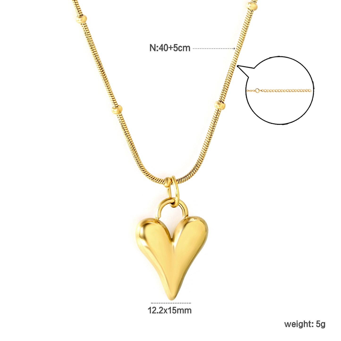Heart Ball Chain Pendant