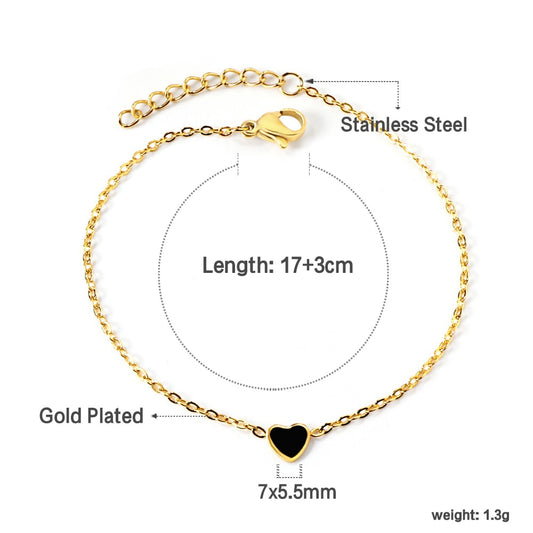 Dainty Black Heart Bracelet