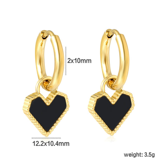 Black Heart Golden Hoops