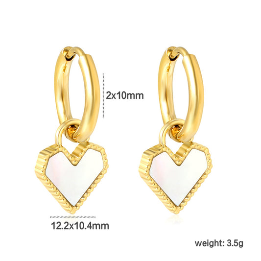 White Heart Golden Hoops