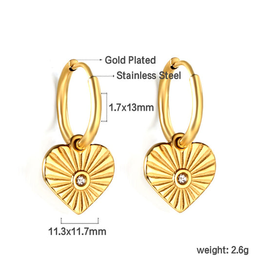 Heart Gold Hoops
