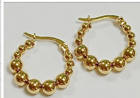 Gold Beaded Hoops