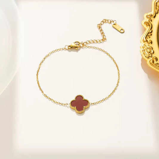 Single Burgundy Clover Bracelet