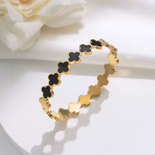 Black Flower Bangle
