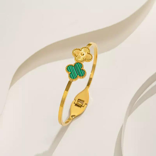 Green & Gold Clover Leaf Bangle