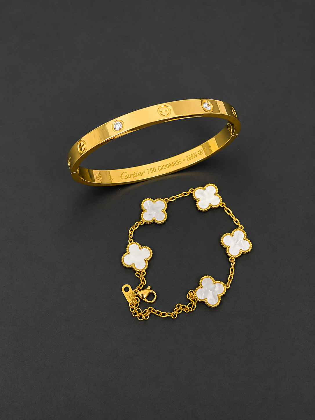White Clover & Stone Love Bangle Duo