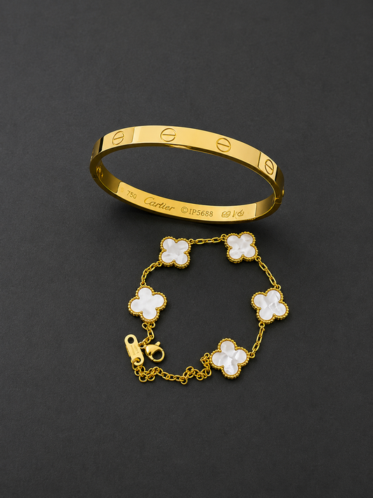 White Clover & Love Bangle Duo