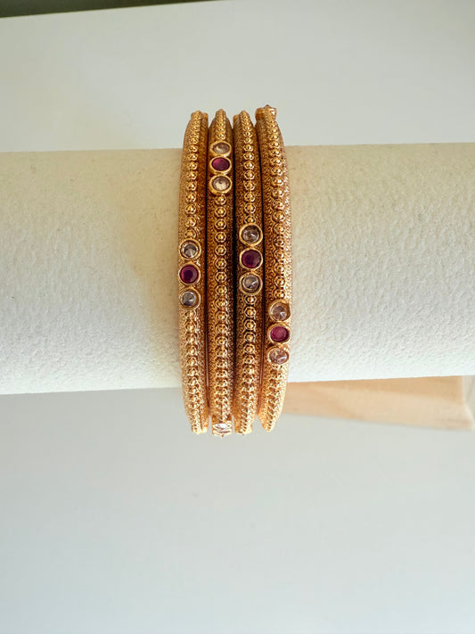 Gold Polished Antique Bangles
