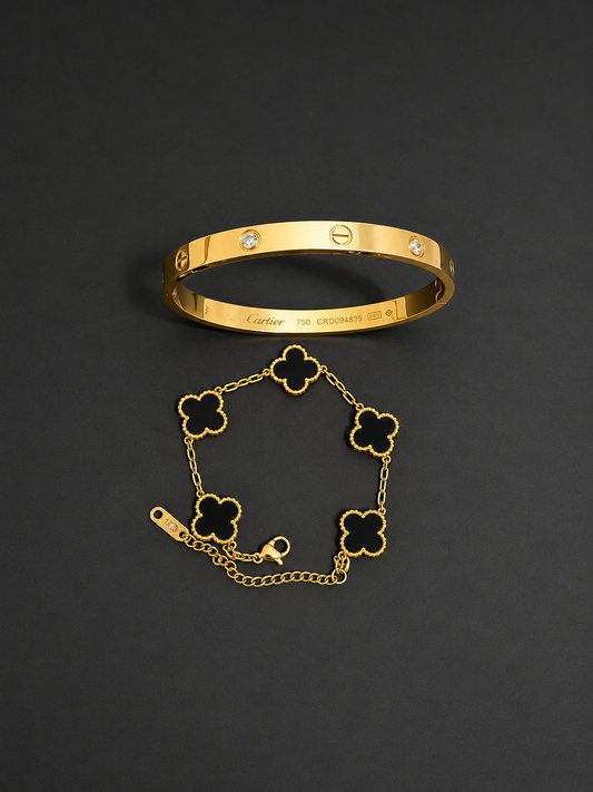 Black Clover & Stone Love Bangle Duo