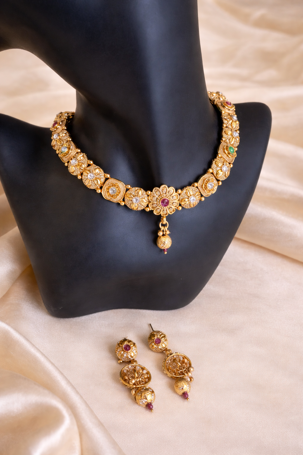 Gold Matte Finish Choker Set Multi