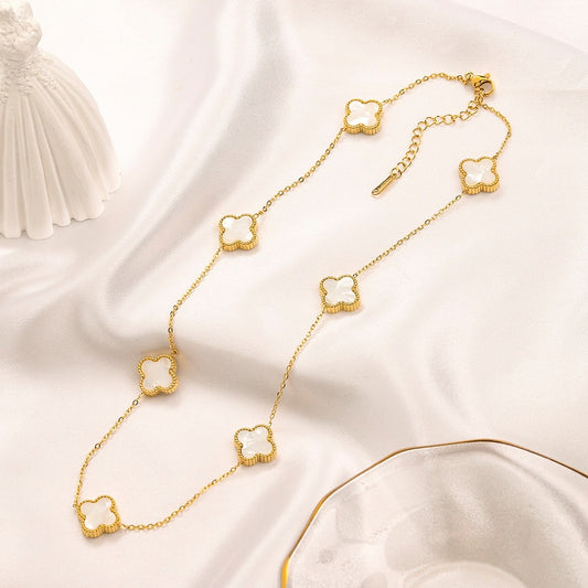 Multi Clover White Necklace
