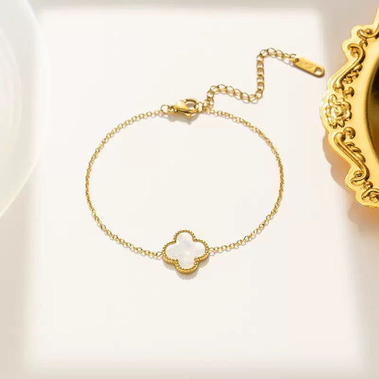 Single White Clover Bracelet