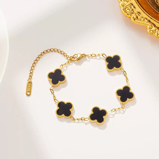 Black Four Clover Bracelet