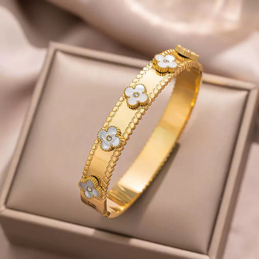 White Flower Stone Bangle