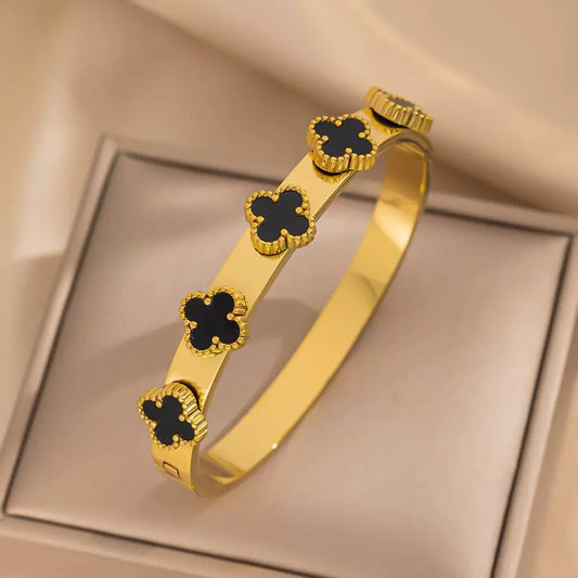 Black Flower Bangle